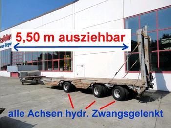 Langendorf 3 Achs Satteltieflader mit Radmulden und auszieh - Félpótkocsi mélybölcsős