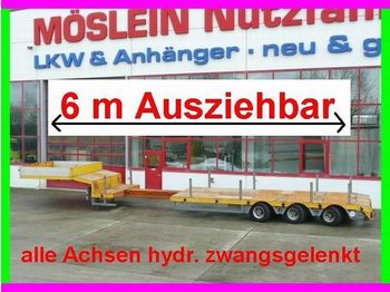 Möslein 3 Achs Tieflader, ausziehbar 6 m, alle achsen hydr. gelenkt - Félpótkocsi mélybölcsős