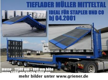 Müller-Mitteltal TS 3 / TIEFLADER HYDRAULISCHE RAMPE STAPLER / !!  - Félpótkocsi mélybölcsős