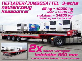Kässbohrer JB JUMBO PLATEAU SATTEL TIEFLADER 3-achs - Platós félpótkocsi