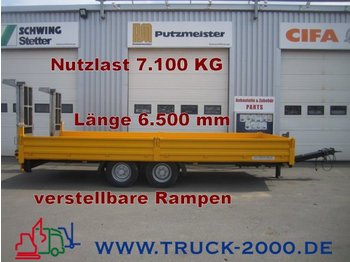 Pótkocsi mélybölcsős a következők szállításához nehézgépek Humbaur Spezial- Länge 6,50 m  verst.Rampen Ladehöhe88cm: 1 kép.