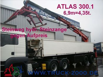 LANGENDORF Stein/Baustoff+Heck Kran ATLAS 300.1 Bj.1999 - Platós félpótkocsi