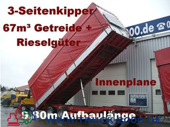KEMPF 3-Seiten Getreidekipper 67m³   9.80m Aufbaulänge - Pótkocsi billenőplatós