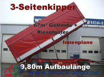 KEMPF 3-Seiten Getreidekipper 67m³   9.80m Aufbaulänge - Pótkocsi billenőplatós