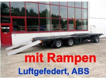 Meusburger 3 Achs Abstetzmuldenanhänger mit Rampen - Pótkocsi mélybölcsős